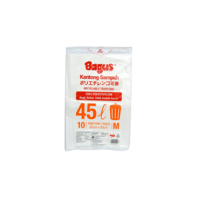 Bagus Kantong Sampah M 10 Putih Uk. 65cm x 80cm