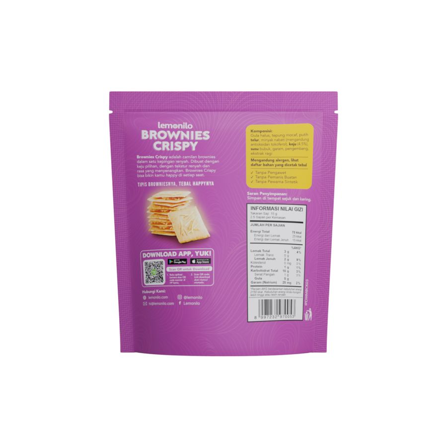 Lemonilo Brownies Crispy Cheese Healthy Snack 40gram