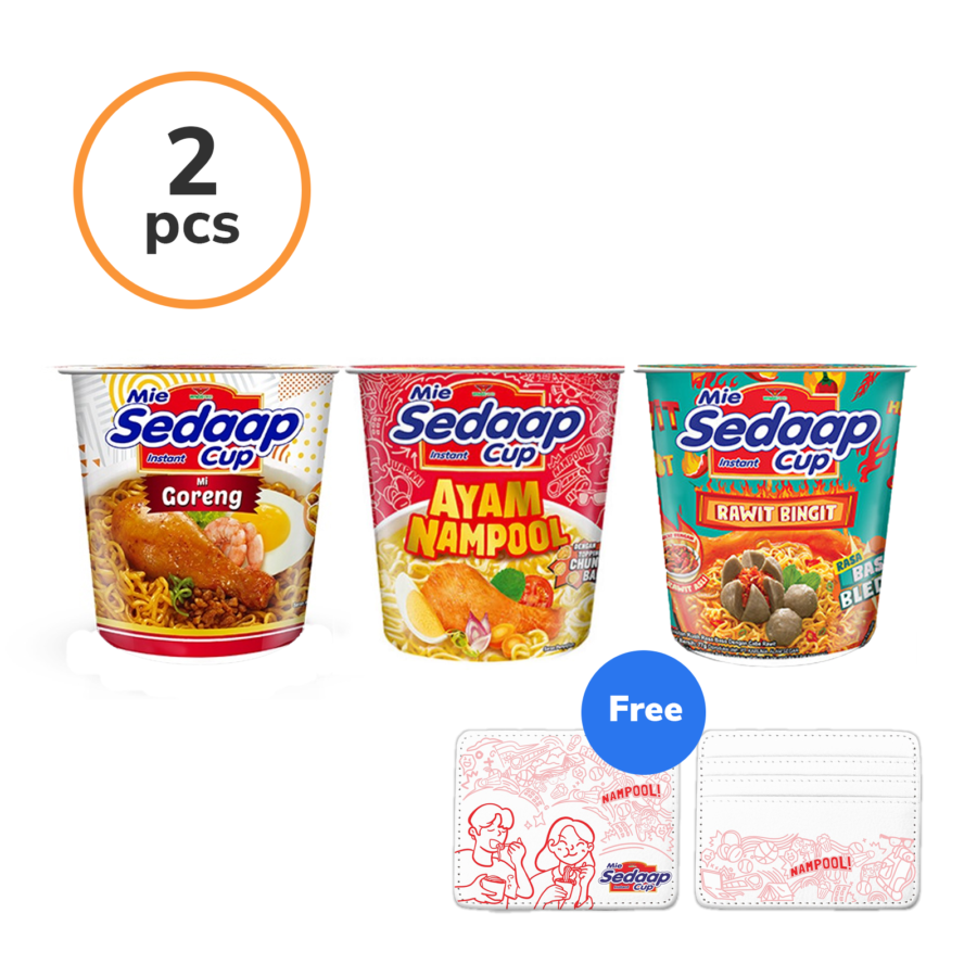 Buy 6 pcs Mie Sedaap Cup (2pcs Goreng, 2pcs Baso Bleduk, 2pcs Ayam Nampool) FREE Card Holder