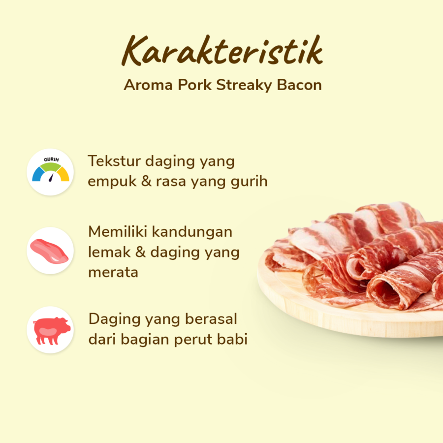 Aroma Pork Streaky Bacon 250gram