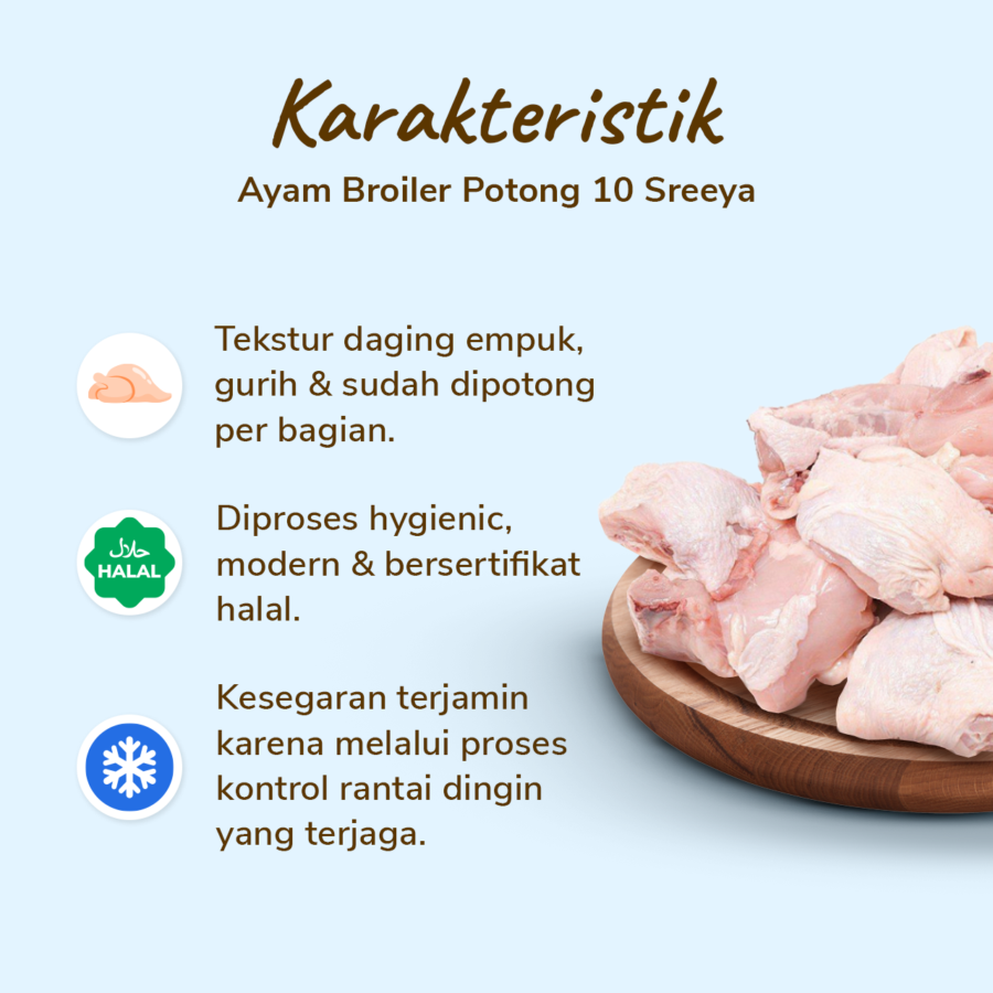 Ayam Broiler Potong 10 Sreeya 900-1000gram