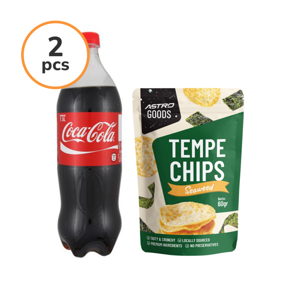 Bundle 2 Coca-Cola Botol 1500ml & 1 Tempe Chips Seaweed 60gr