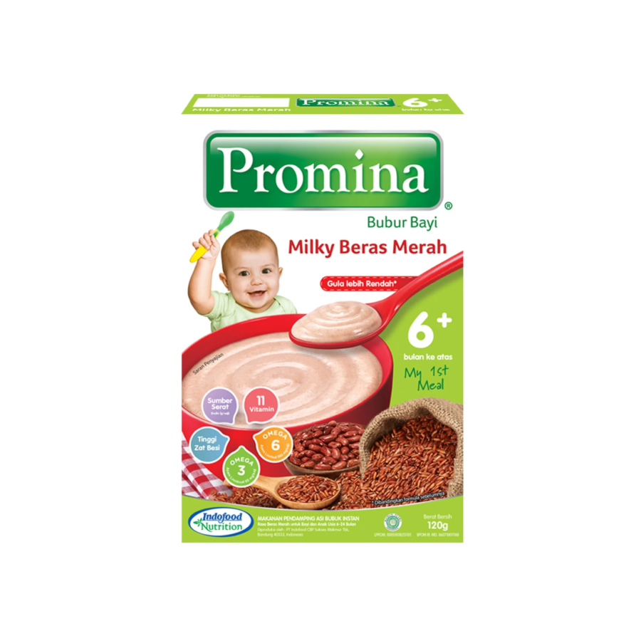 Promina Bubur Bayi 6+ Bulan Milky Beras Merah Box 120gram