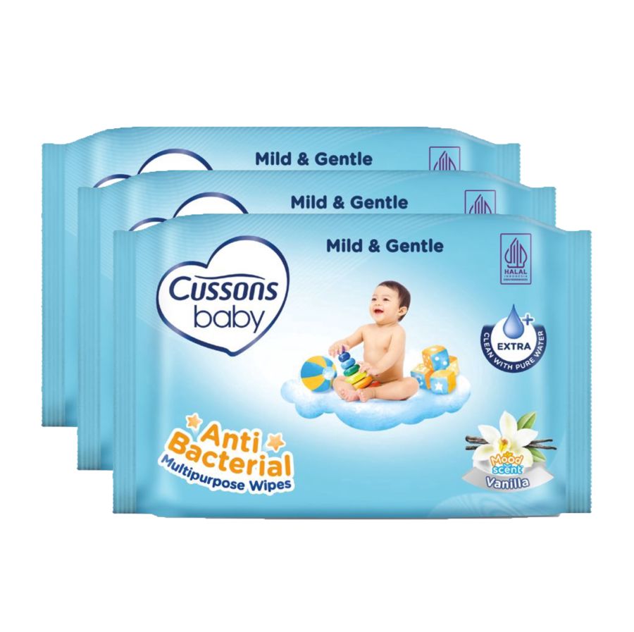 Cussons Baby Wipes Mild & Gentle 45sheet/Tisu Basah Bayi 3packs