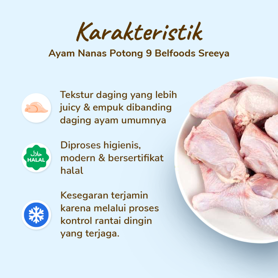 Ayam Nanas Belfoods Potong 9 Sreeya 950gram
