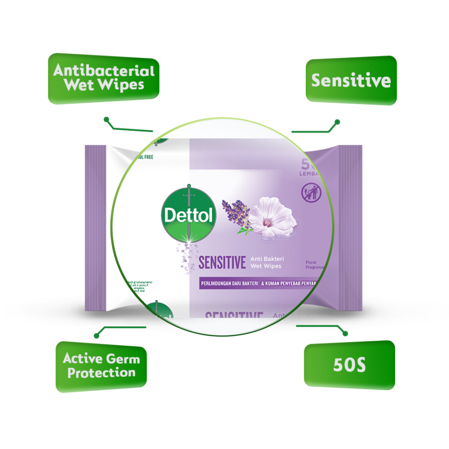 Dettol Tisu Basah - Wet Wipes Sensitive 50sheets