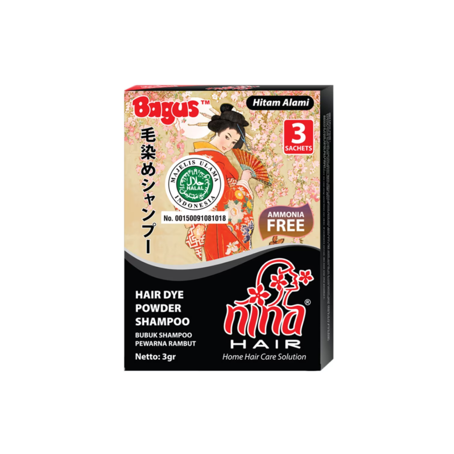 Bagus Nina Hair Dye Powder Shampoo 3 sachet 1box 1box