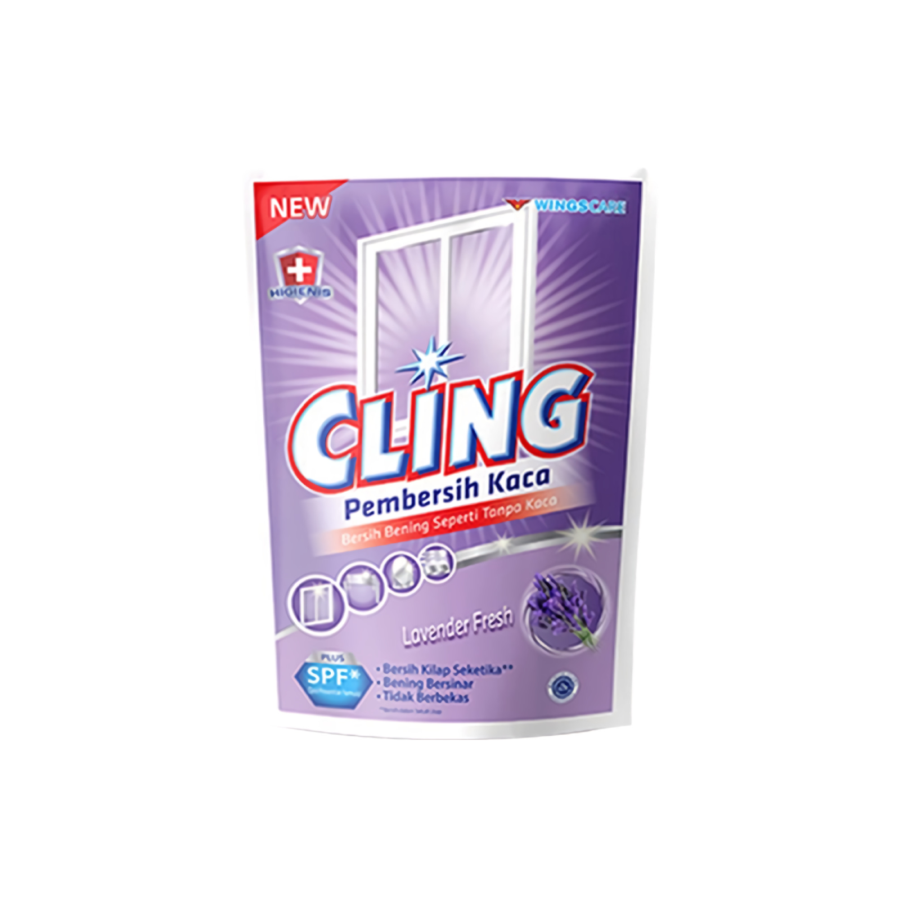 Cling Lavender Fresh Pembersih Kaca Pouch 400ml