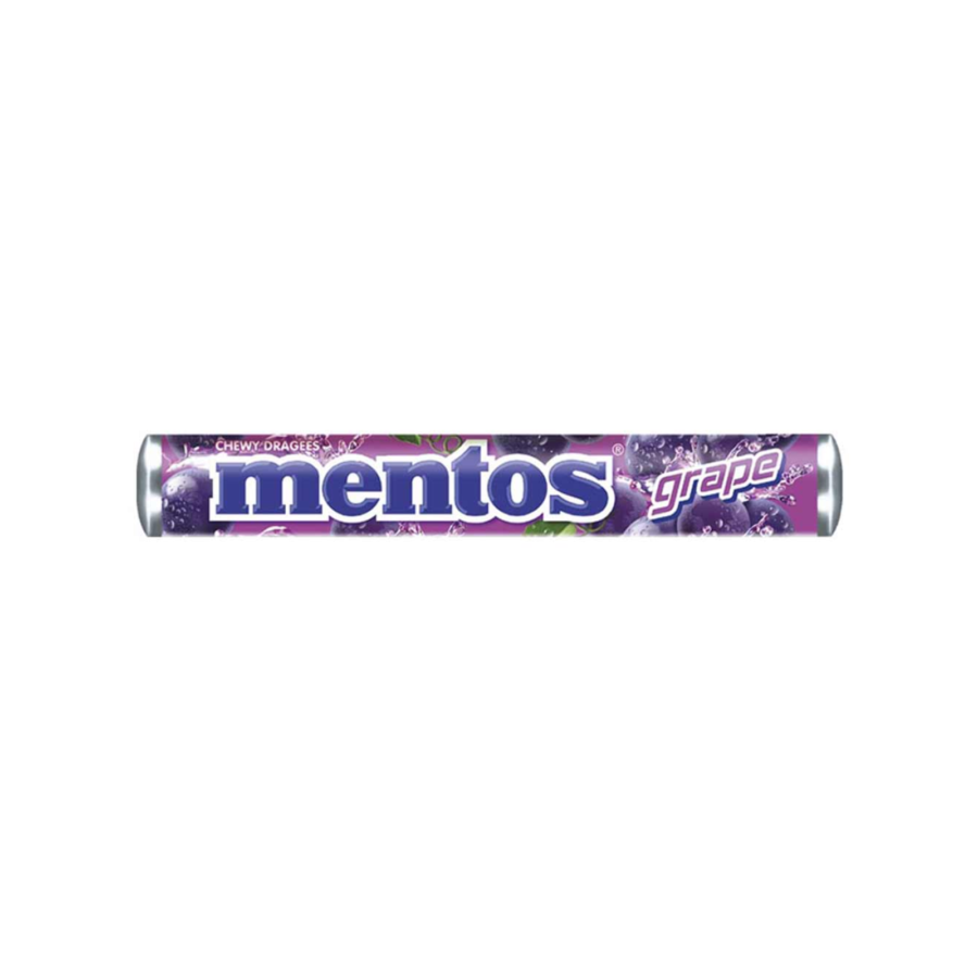 Mentos Chewy Dragees Grape Roll 37g - Permen Mint Kenyal Rasa Anggur 37gram