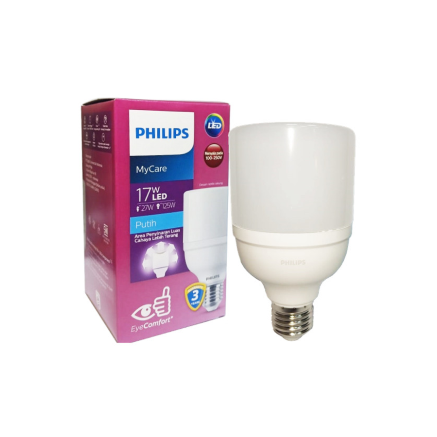 Philips Led Bright 17 Watt Cahaya Putih Fitting Std E27 1pcs