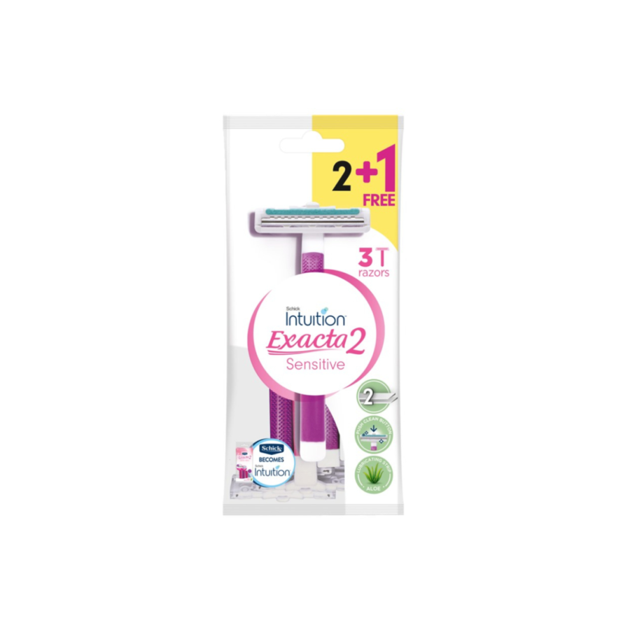 Schick Intuition Exacta 2 Sensitive Women 2 + 1 Pink 1pcs 1pack
