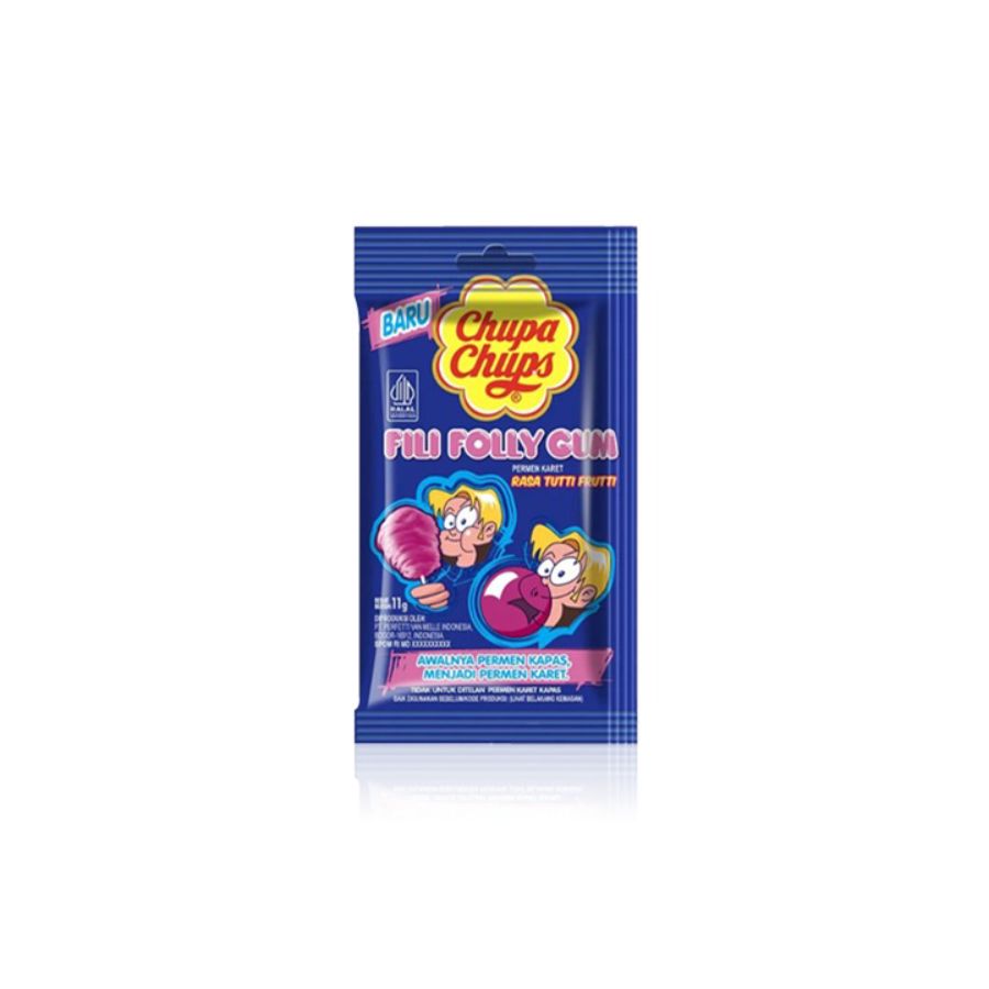 Chupa Chups Fili Folly Tutty Fruity 11g - Permen Karet Gulali Tutty 11gram 11gram 11gram