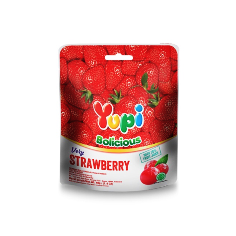 Yupi Bolicious Very Strawberry Sachet 40gram 40gram 40gram