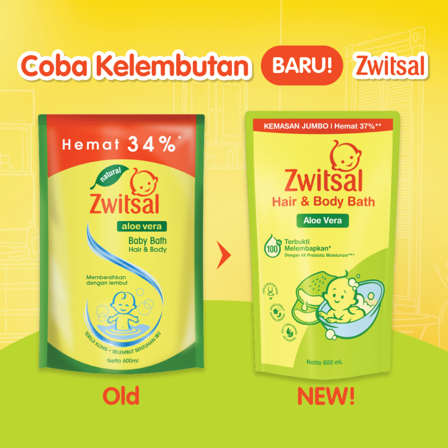Zwitsal Hair & Body Bath Aloe Vera Kebersihan Bayi 600ml