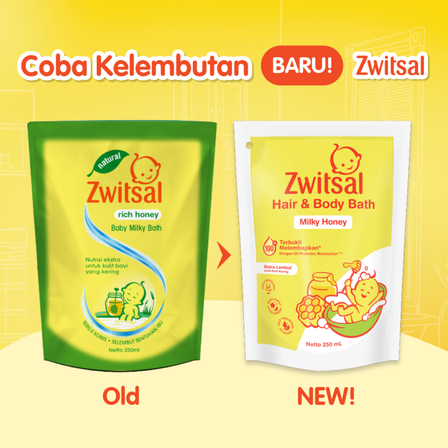 Zwitsal Baby Hair & Body Bath Milky Honey 250ml