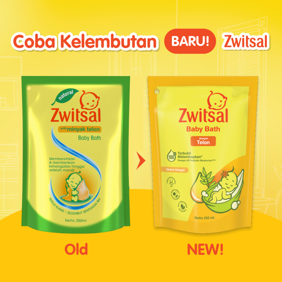 Zwitsal Baby Bath dengan Telon Perawatan Bayi Pouch 250ml