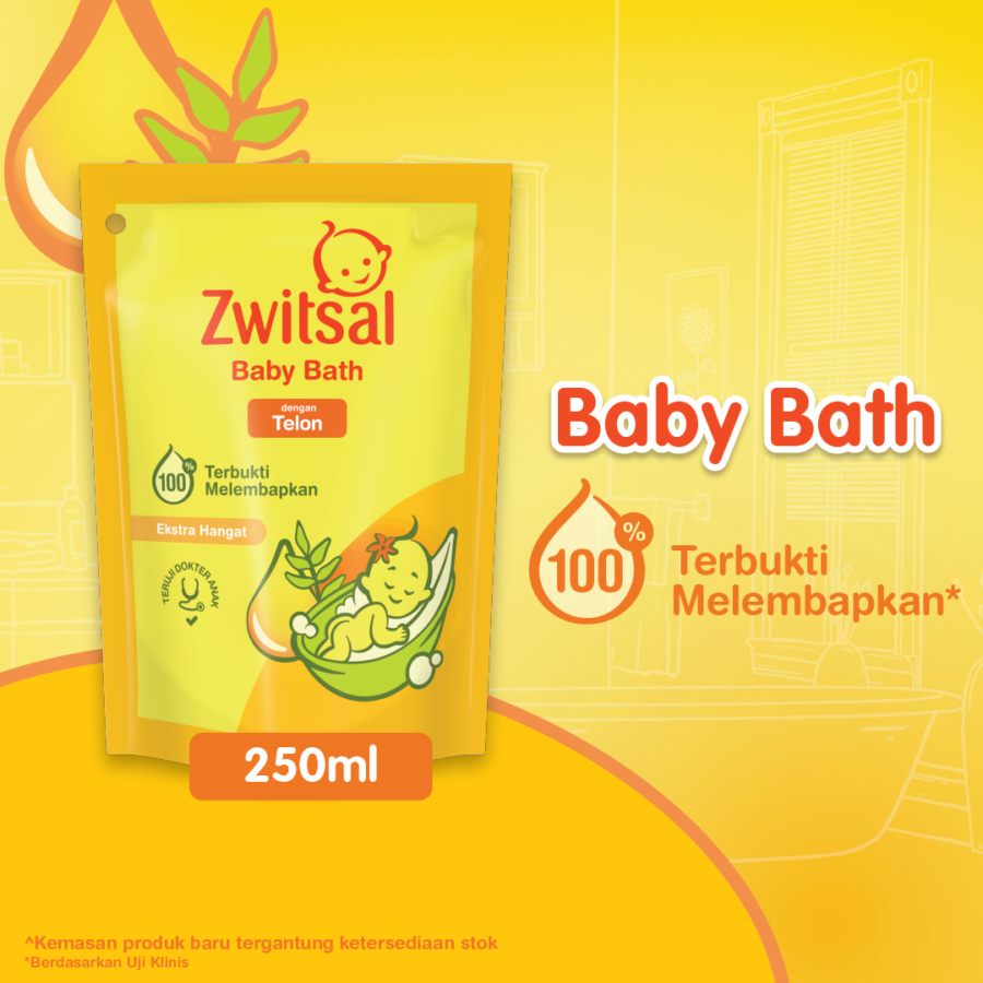 Zwitsal Baby Bath dengan Telon Perawatan Bayi Pouch 250ml