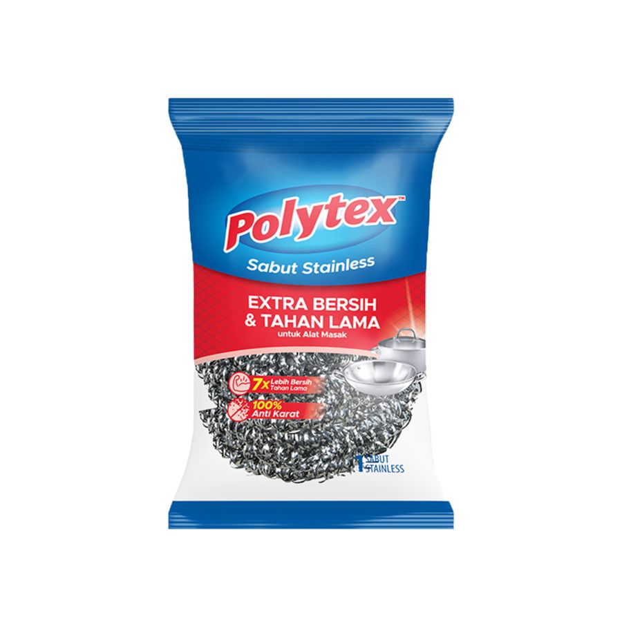 Polytex Sabut Cuci Piring Stainless Extra Bersih 1pcs