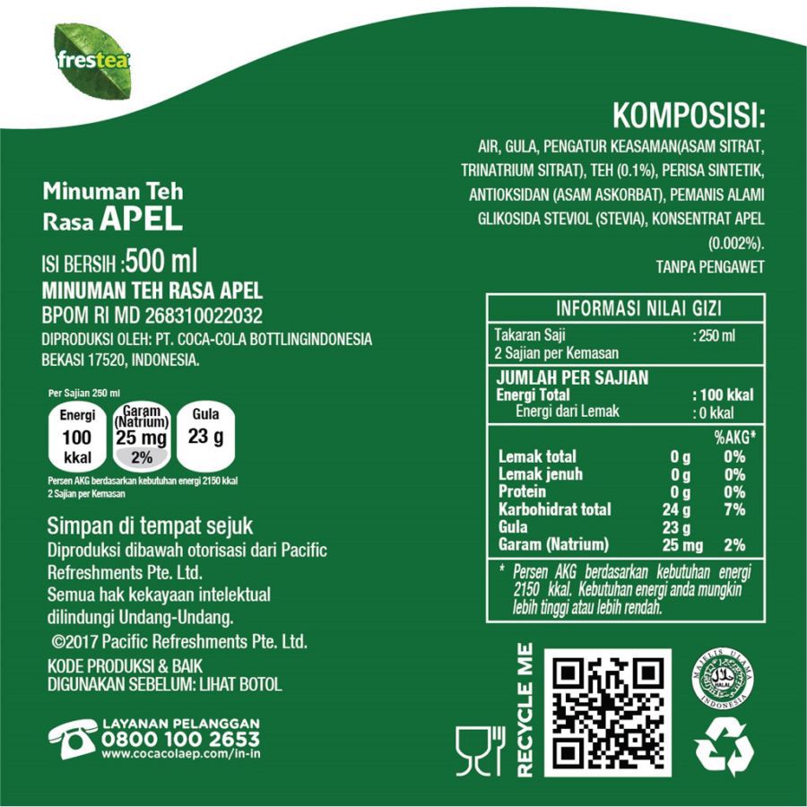 Frestea Apple Lemongrass Botol/Teh 500ml