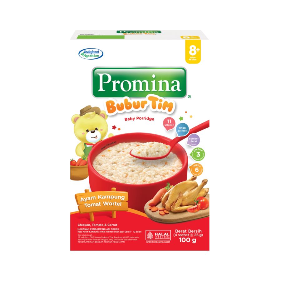 Promina Bubur Tim 8+ Bulan Ayam Kampung Tomat Wortel Box 100gram