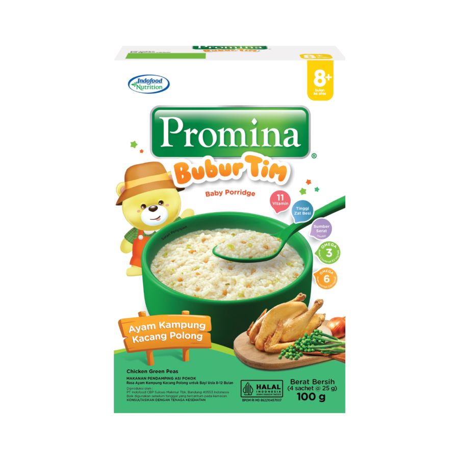 Promina Bubur Tim 8+ Bulan Ayam Kampung Kacang Polong Box 100gram