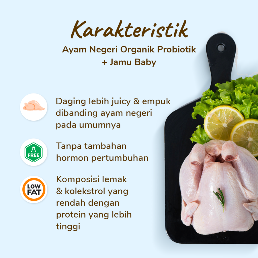 Ayam Negeri Organik Probiotik+Jamu Baby Hona Farm 600-700gram