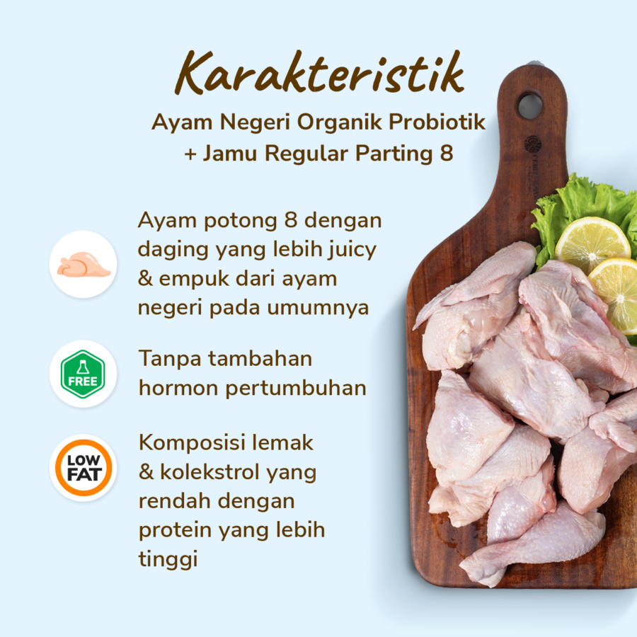 Ayam Negeri Organik Probiotik Parting 8 Hona Farm 800-900gram