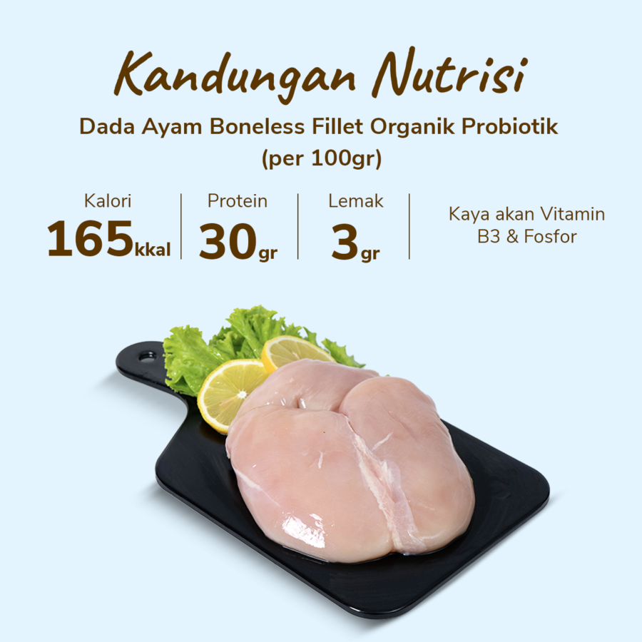 Dada Ayam Boneless Fillet Organik Probiotik Hona Farm 500gram
