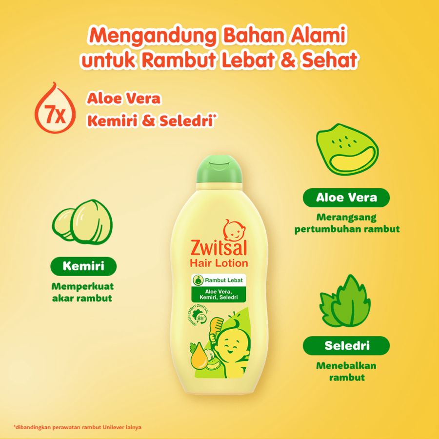 Zwitsal Baby Hair Lotion Aloe Vera, Kemiri, Seledri Perawatan Bayi 100ml