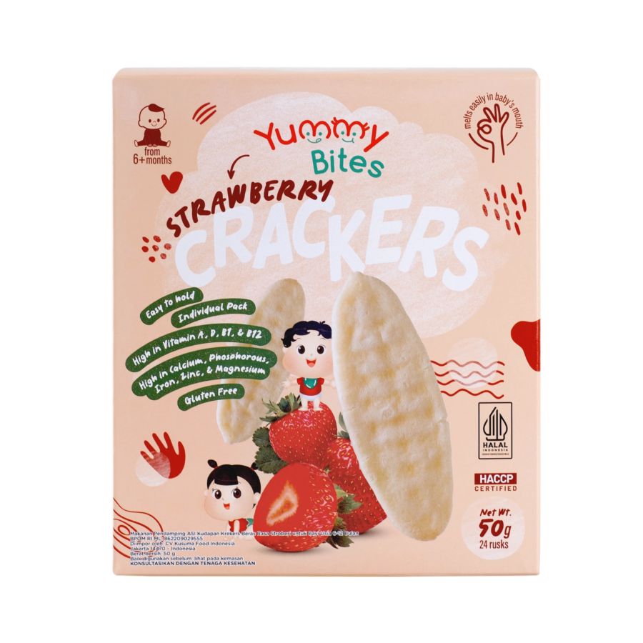 Yummy Bites Rice Cracker Strawberry Snack Bayi 50gram