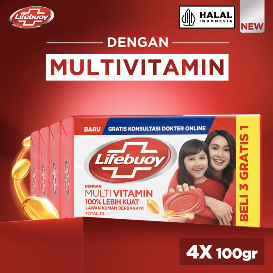 Lifebuoy Total 10 Antibacterial Barsoap 4 pcs 100gram