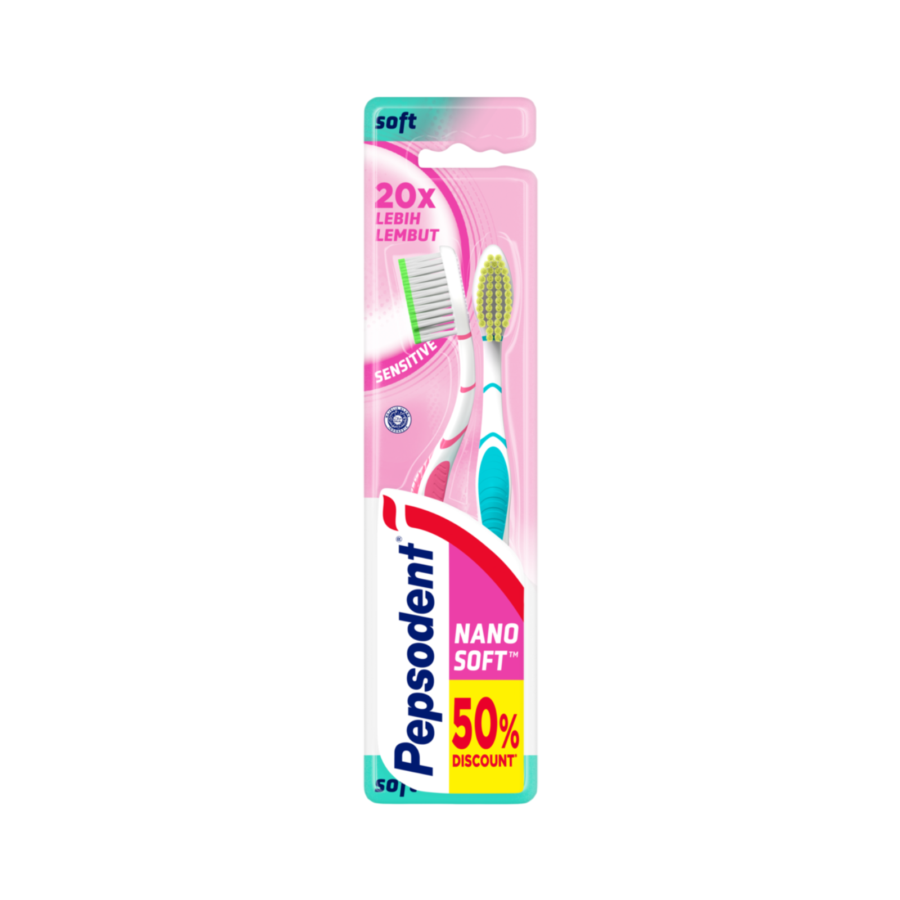 Pepsodent Sikat Gigi Nanosoft Sensitive 2pcs