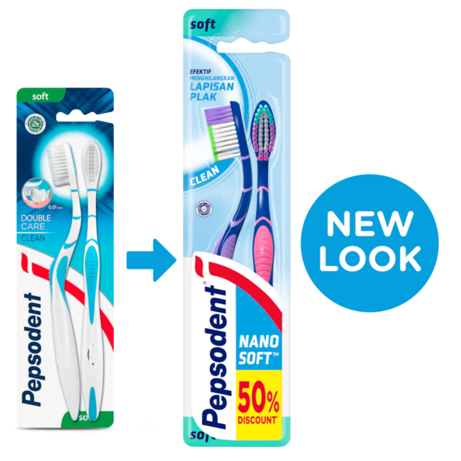 Pepsodent Nanosoft Clean Sikat Gigi 2pcs