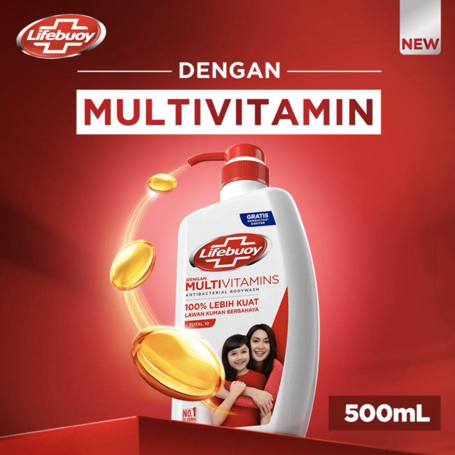 Lifebuoy Antibakteri Total 10 Activ Silver+ Formula/Sabun Mandi 500ml