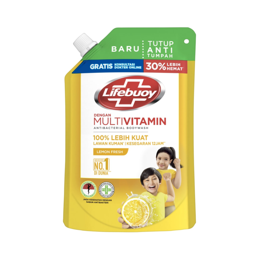 Lifebuoy Antibacterial Body Wash Lemon Fresh Pouch/Sabun Mandi 400ml