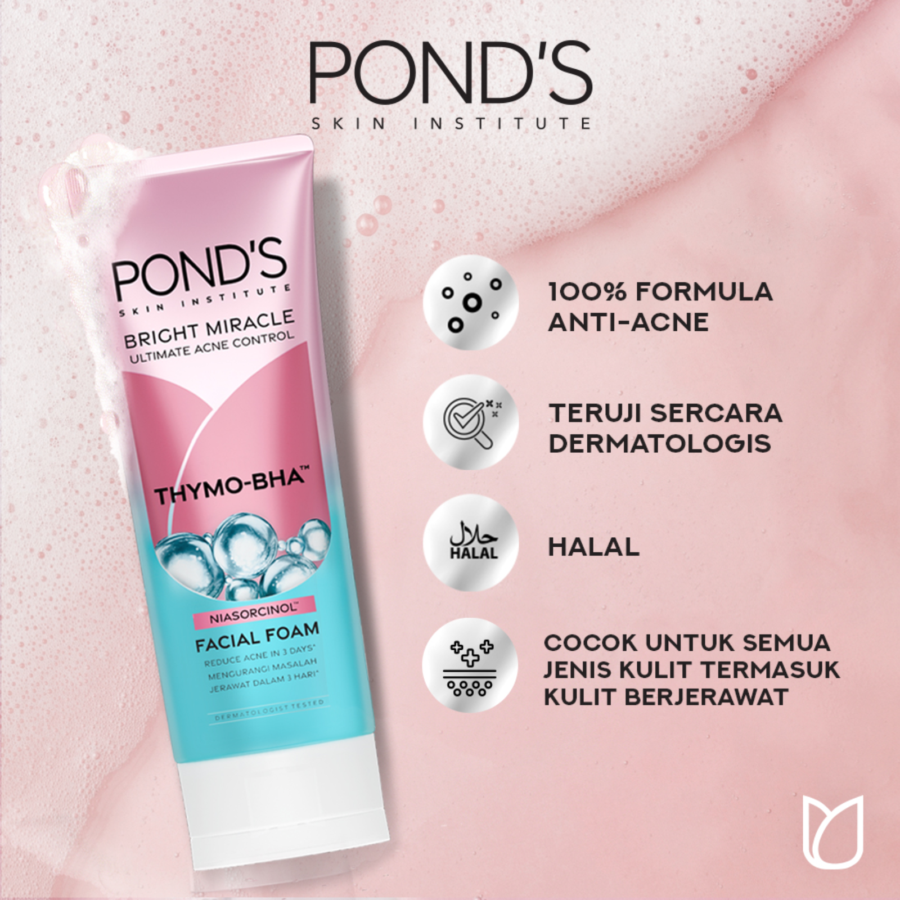 Pond'S Bright Miracle Ultimate Acne Control Tymo-BHA Niasorcinol Facial Foam 100gram