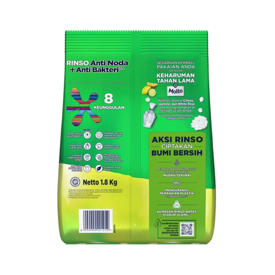 Rinso Anti Noda + Molto Classic Fresh Deterjen Bubuk 1800gram