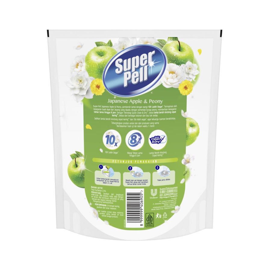 Superpell Japanese Apple & Peony Pembersih Lantai Pouch 1600ml