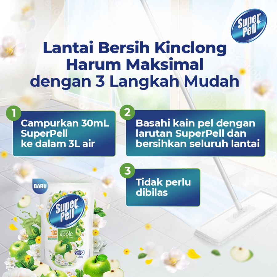 Superpell Japanese Apple & Peony Pembersih Lantai Pouch 1600ml