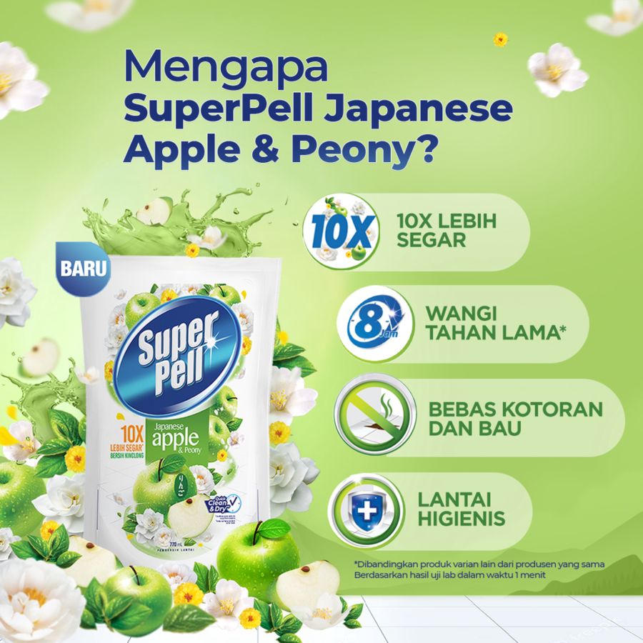 Superpell Japanese Apple & Peony Pembersih Lantai Pouch 1600ml