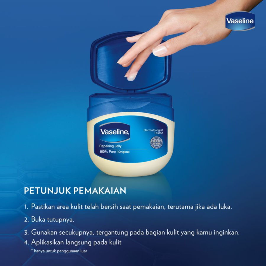 Vaseline Repairing Petroleum Jelly Original Pelembab Kulit Kering 50ml