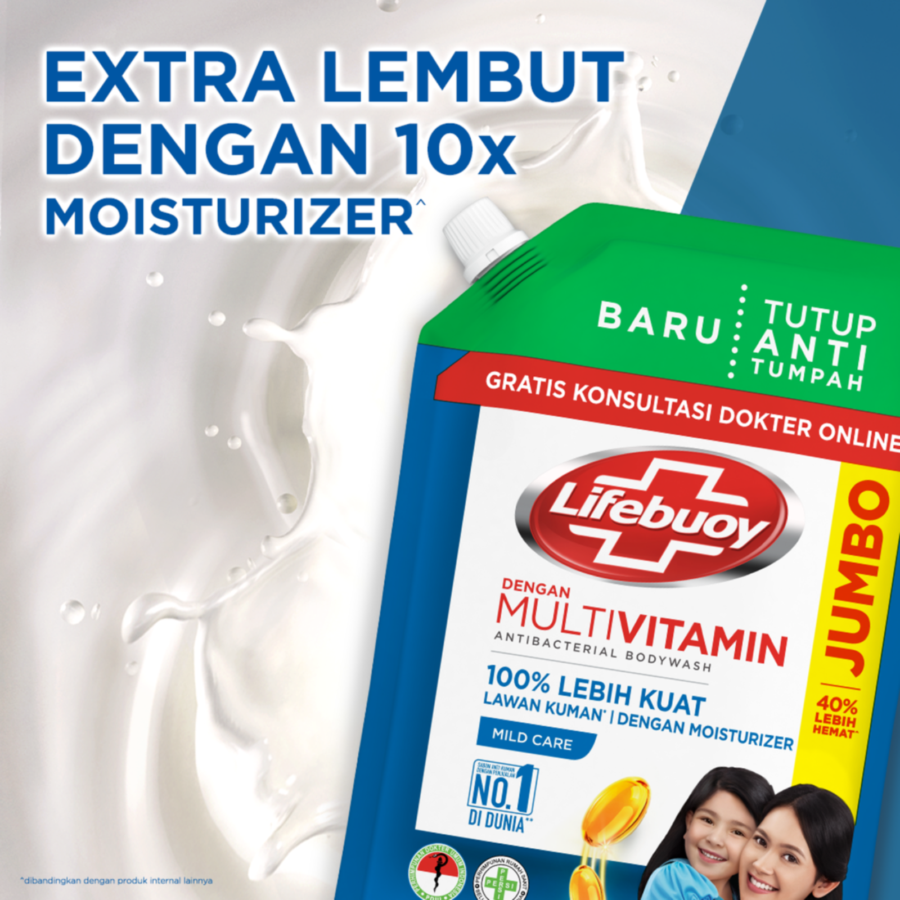 Lifebuoy Mild Care Anti Bacterial Body Wash Pouch 800ml