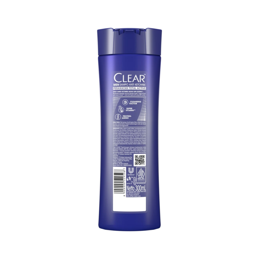 Clear Men Perawatan Total Active Anti Ketombe Shampoo 300ml