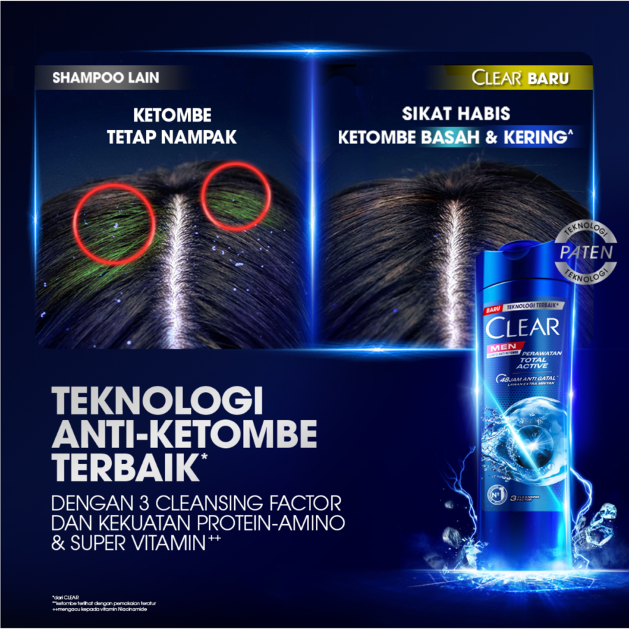 Clear Men Perawatan Total Active Anti Ketombe Shampoo 300ml
