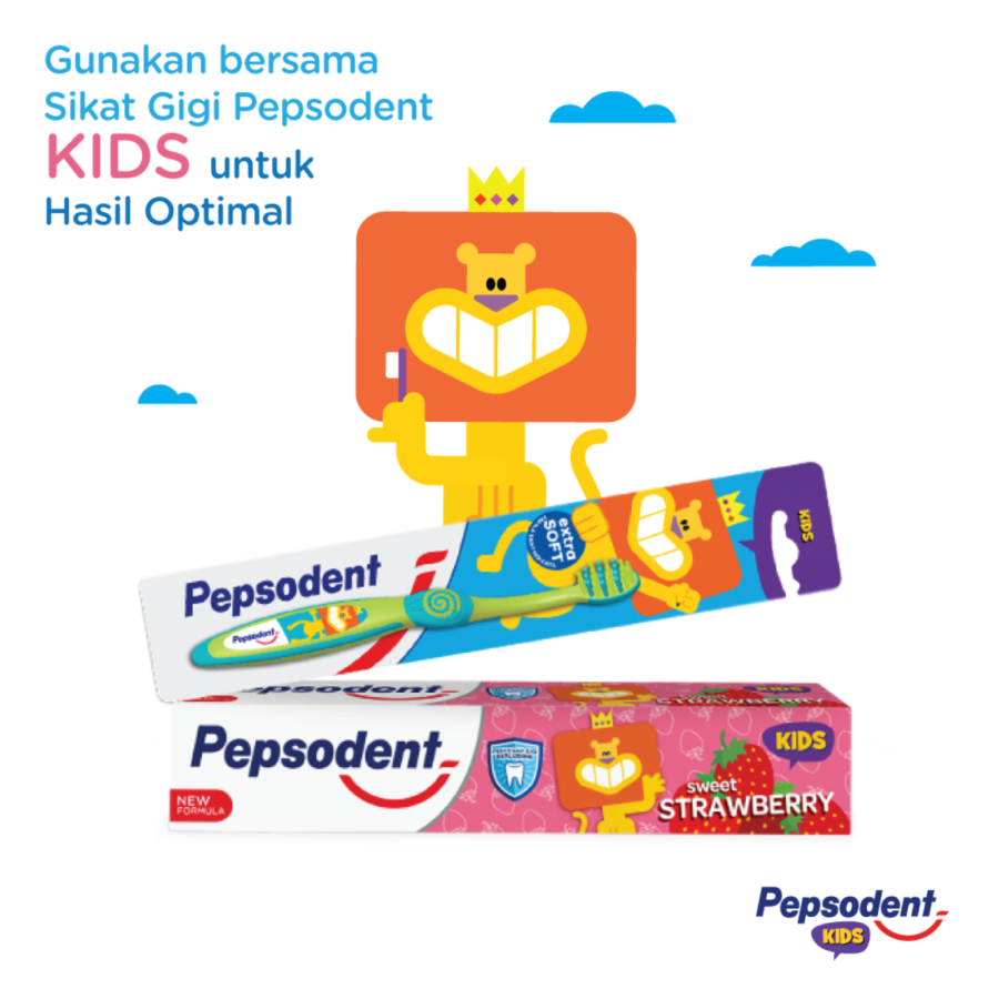 Pepsodent Kids Pencegah Gigi Berlubang Strawberry Toothpaste 45gram
