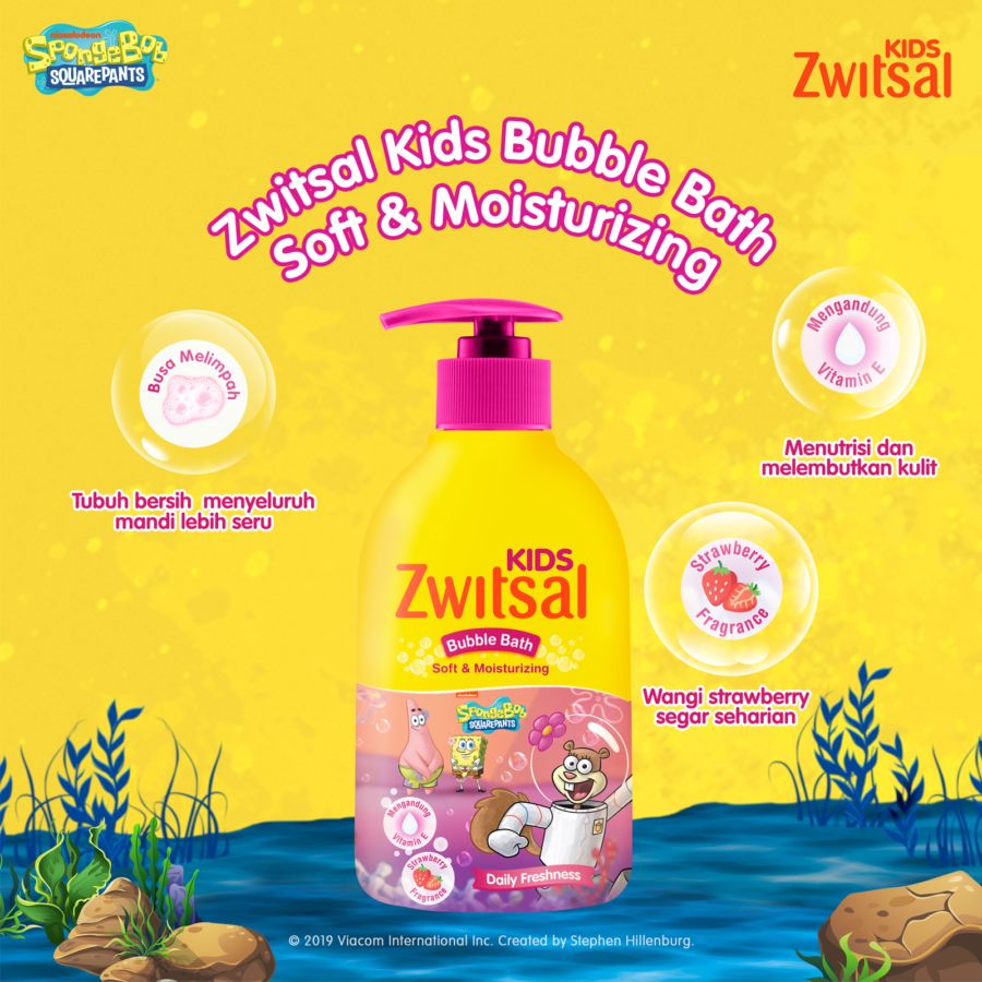 Zwitsal Kids Bubble Bath Strawberry Strawberry Kebersihan Bayi Pump 280ml