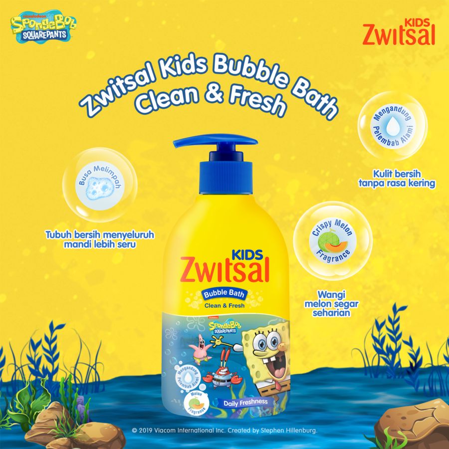 Zwitsal Kids Bubble Bath Strawberry Clean & Fresh Melon Kebersihan Bayi Pump 280ml