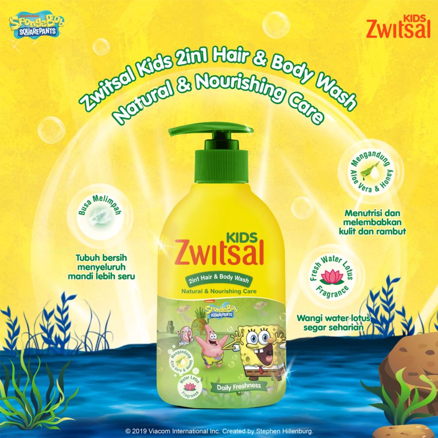 Zwitsal Kids 2in1 Body Wash Natural and Nourish Sabun Mandi Anak 280ml