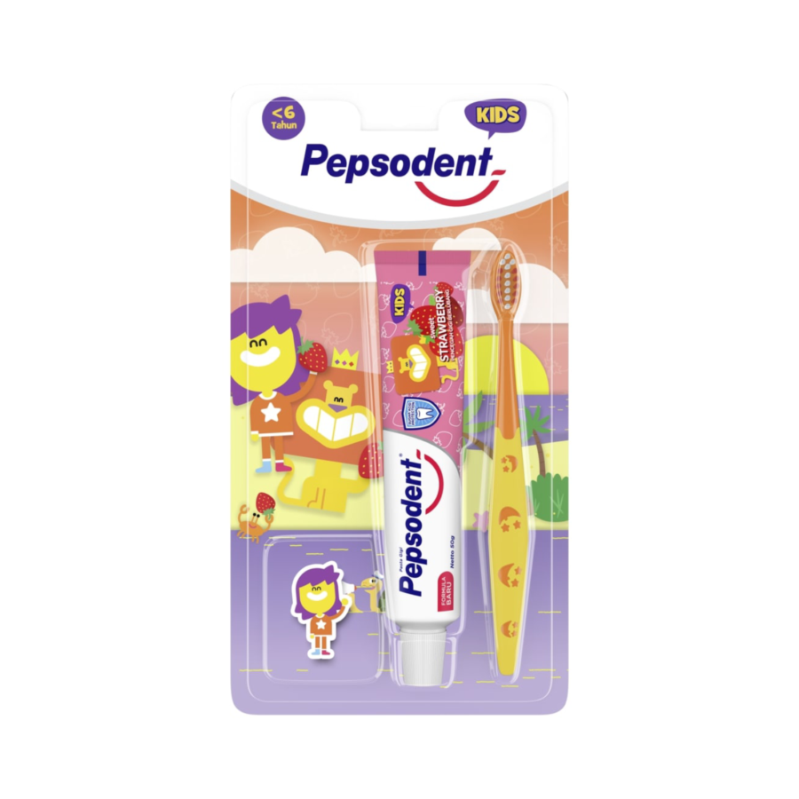 Pepsodent Kids Pasta Gigi dan Sikat Gigi Anak Strawberry 1packs