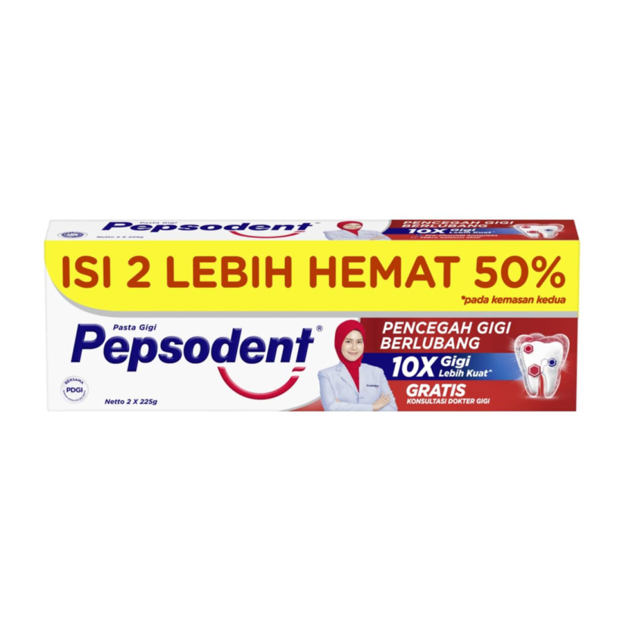 Pepsodent Pencegah Gigi Berlubang White 2 x 225gr 450gram